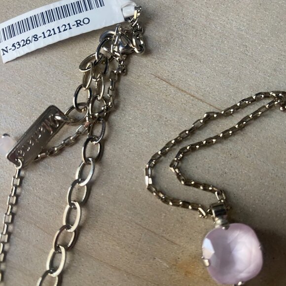 NWT Mariana Pink White Cushion Cut Crystal Pendant Necklace Silver Tone whimsy - Picture 8 of 8